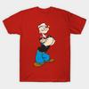 Men Black Print T-shirt Popeye No-Cut Transfer Paper Print Cotton Tshirt