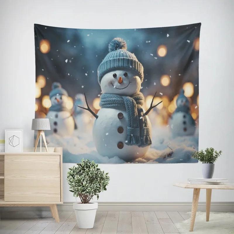 Christmas New Year Snowman Pattern Tapestry Living Room Sofa Home Decor Tapestry