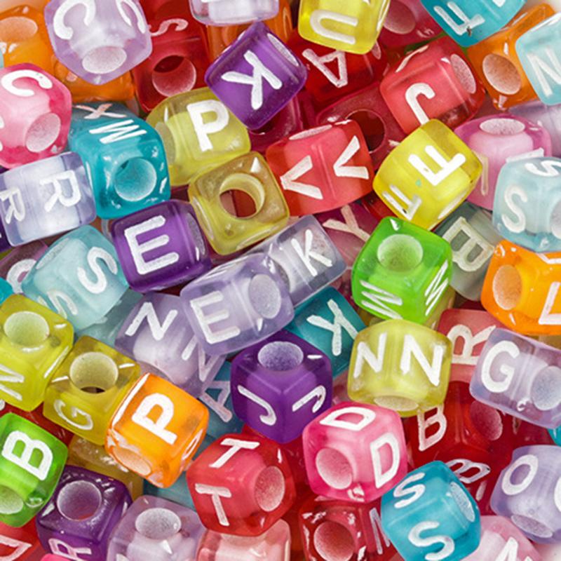 100Pcs/Lot Trendy Acrylic Square Alphabet Beads Large Hole Letter Loose Spacer Bead Jewelry Handmade Bracelet Making Supplies