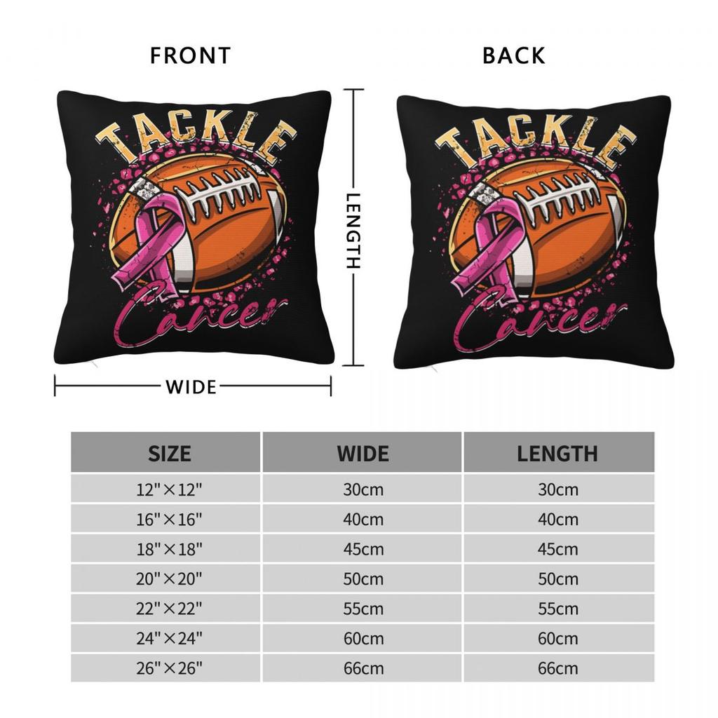 Tackle Breast Cancer Football Square Pillowcases Polyester Seat Cushion Cover Creative Decor Pillow Cover 40*40