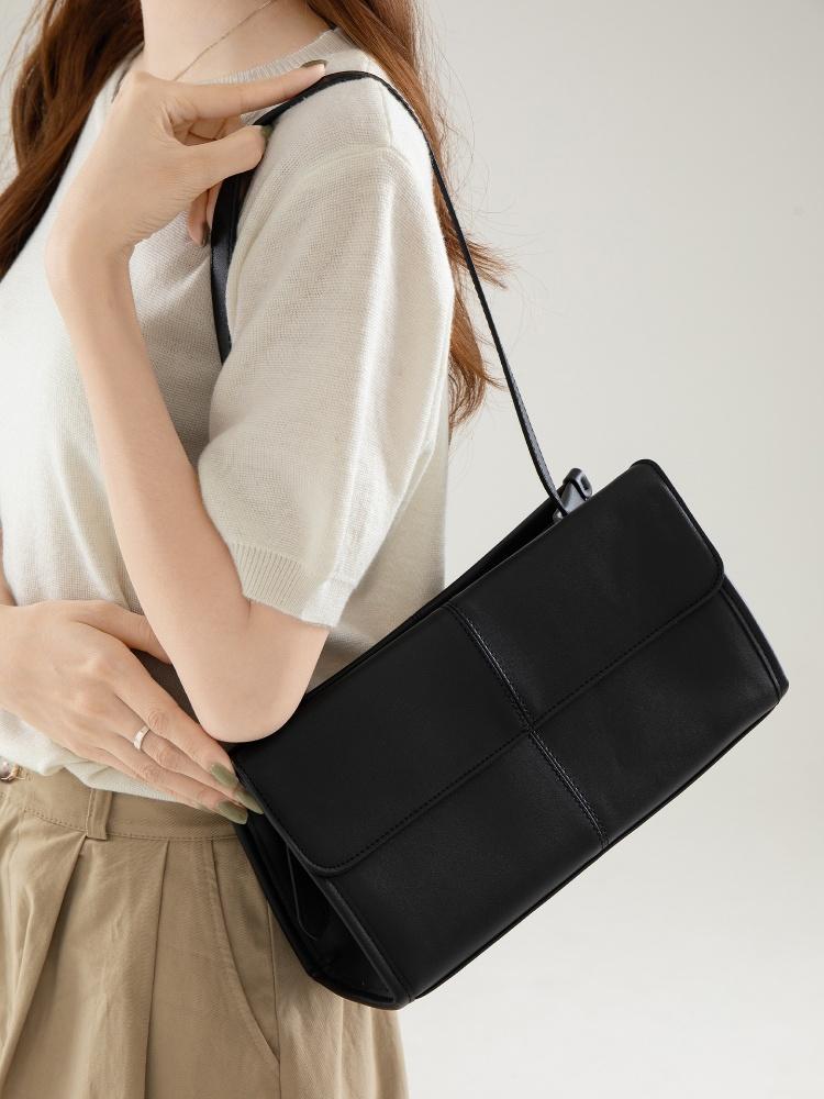 Niche Design Spliced Plaid Square Underarm Bags Korean Style Fashion PU Leather Women s Handbag Versatile Shoulder Crossbody Bag чёрный