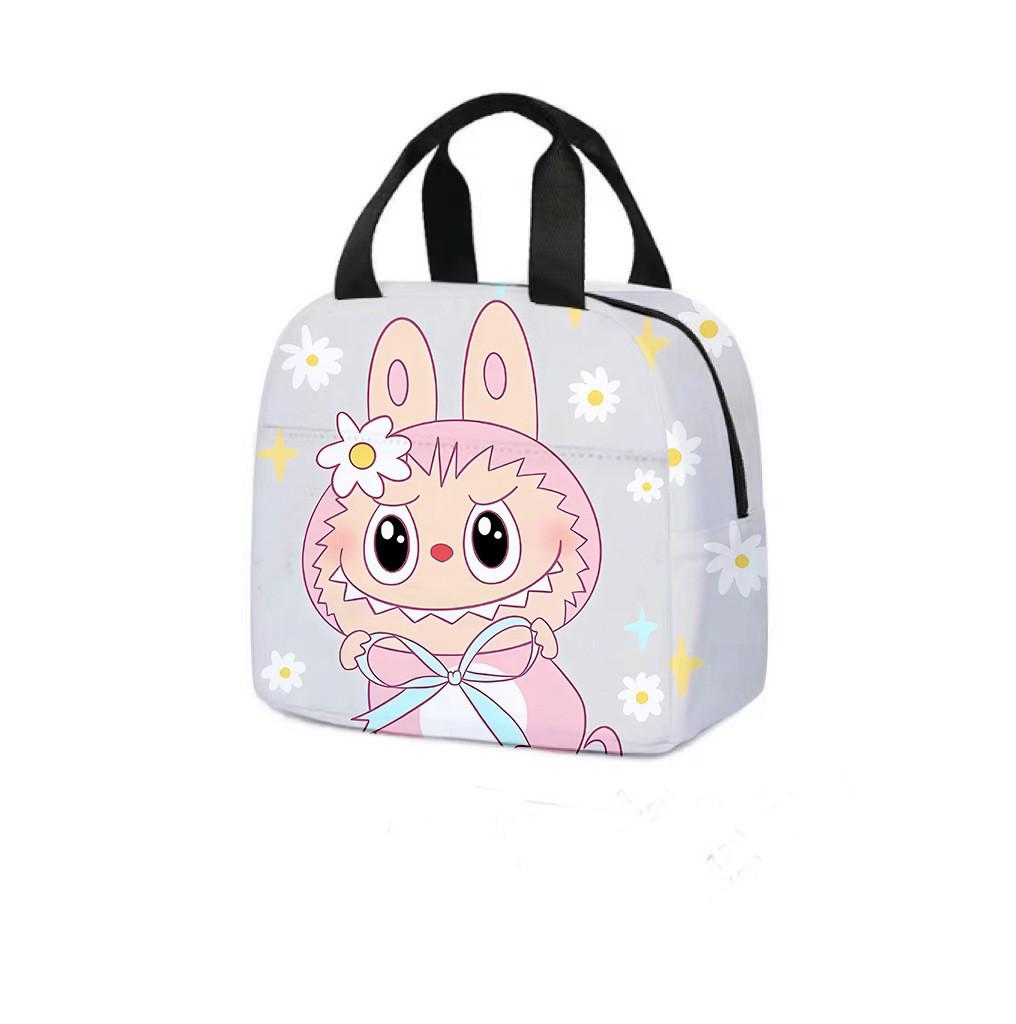Labubu Cartoon Lunch Tote: Insulated Aluminum Foil Bento Bag for Students