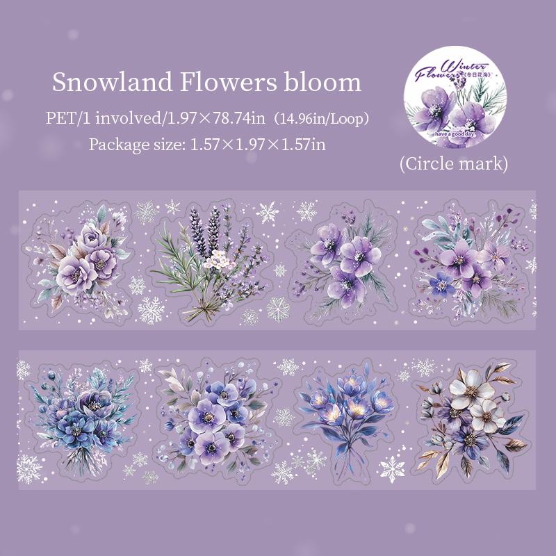 

1 рулон Зимняя серия цветов и моря Зимняя ПЭТ лента для вырезания Креативный материал для ручного учета для украшения офисного дневника фоторамки