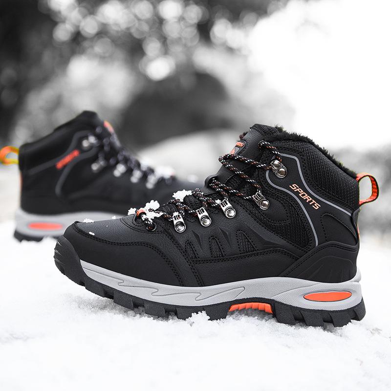 2025 Winter High-Top Plus Size Men's Hiking Shoes, Couple Style, Plus Velvet Warm Cotton