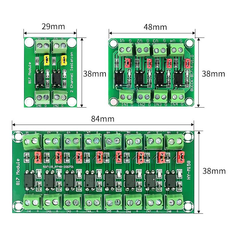 Module d'isolation optocoupleur: Carte de contrôle d'isolation de tension 2/8 voies avec optocoupleurs 817