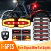 1-6PCS Bicycle Rear Light with Turn Signals Rechargeable Remote Control Bicycle Taillight Warning Rear Light For Safety Cycling