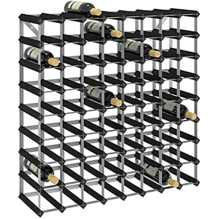 Casier à Bouteilles - VIDAXL - 72 Bouteilles - Bois de Pin Massif - Acier Galvanisé - Noir