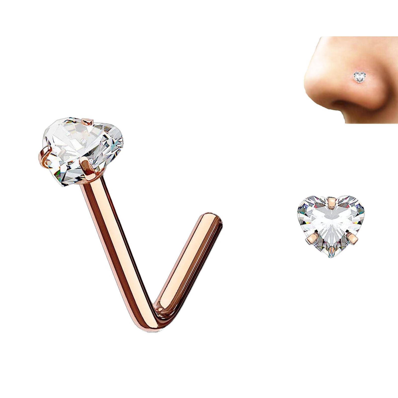 

Кольцо для ногтей с цирконием в носу, L-образные серьги в носу One Size розового золота