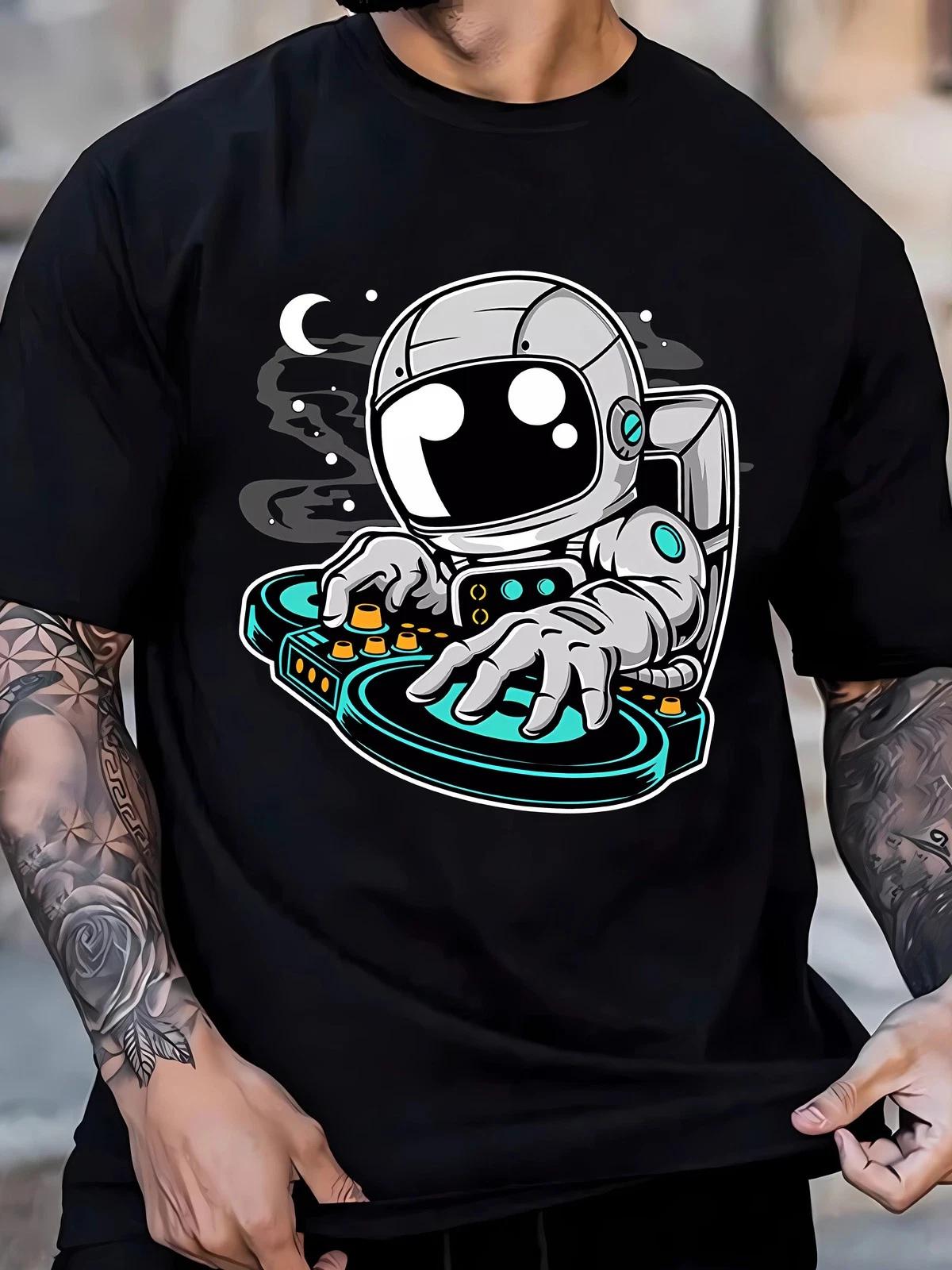 DJ Astronaut Galactic Beats Graphic Tee - Cosmic Space Music Producer T-Shirt XS