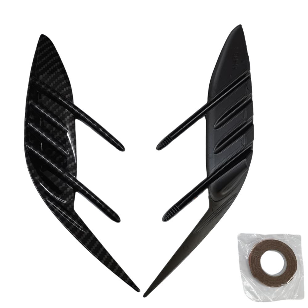 Pair For KIA Stinger 2018- Car Sticker Rear Bumper Side Vent Spoiler Canard Covers Carbon Fiber Look Gloss Black