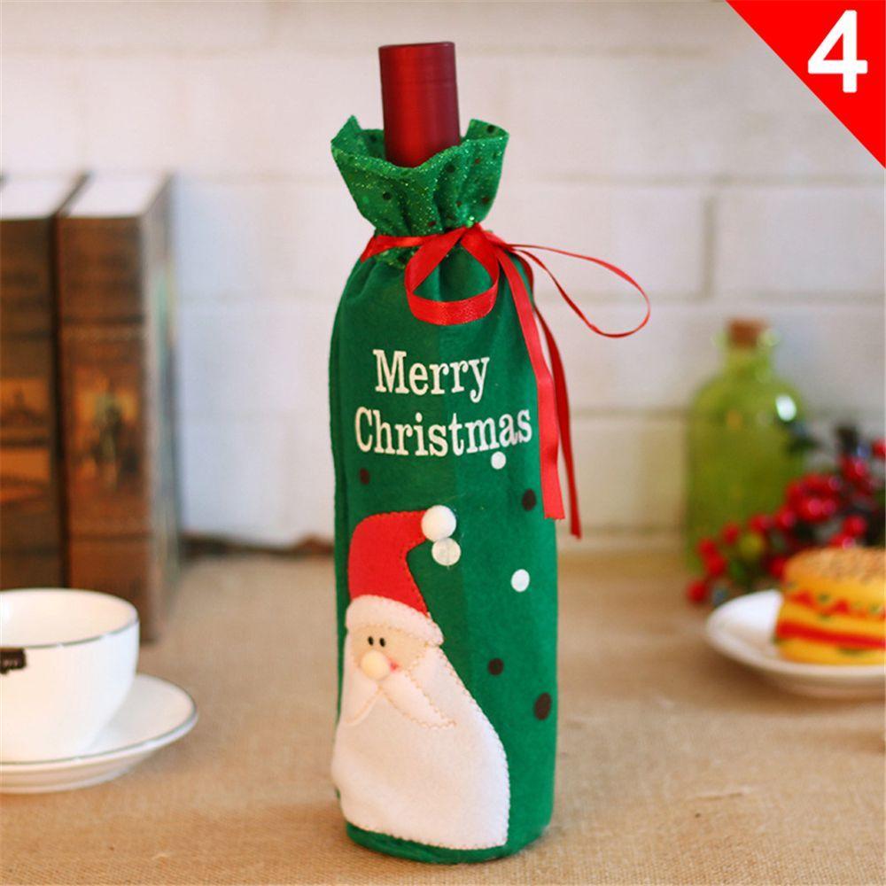 Charming Santa Claus Deer Wine Bottle Cover Bag Dinner Table Decor Champagne Package Christmas