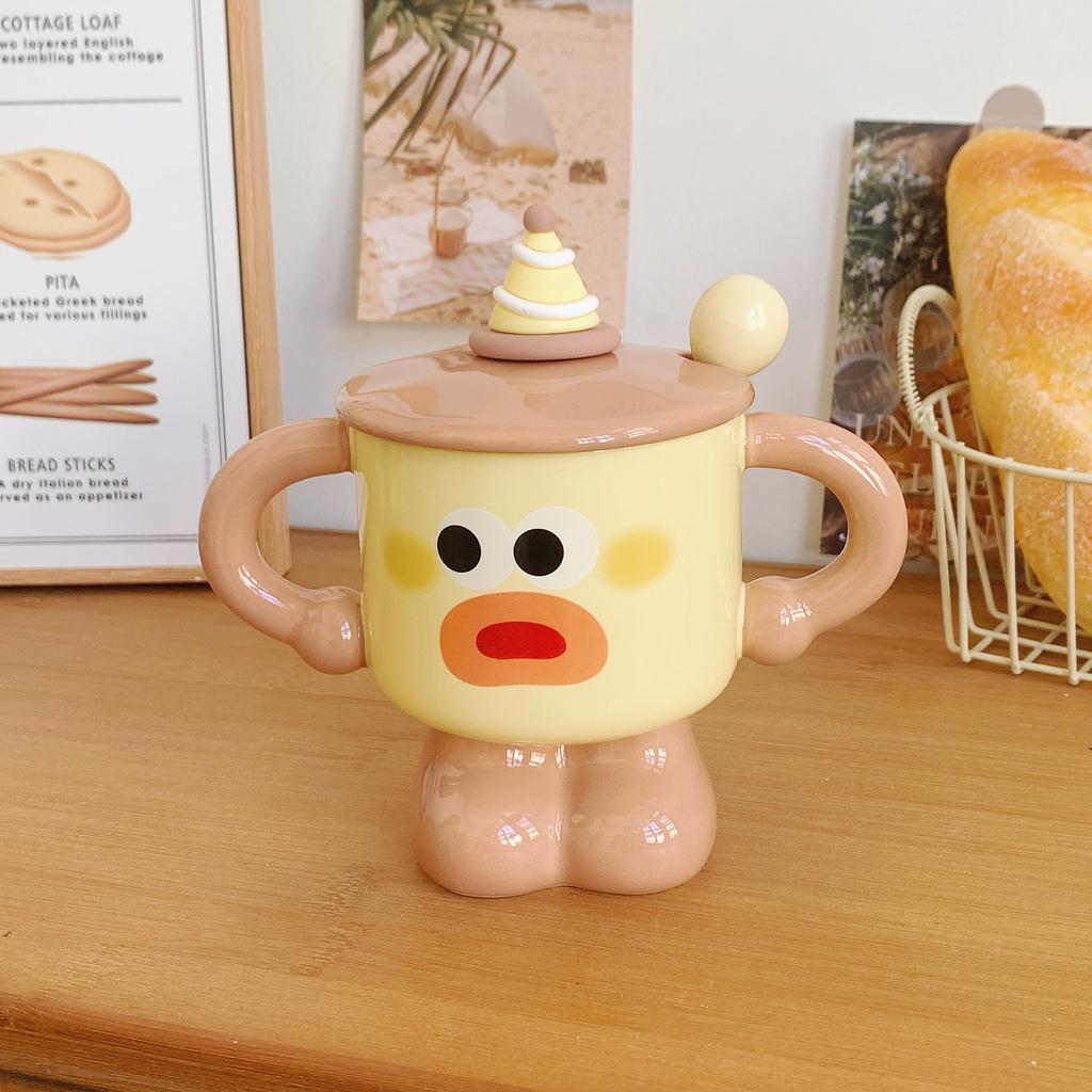 Mug With Lid Spoon Cute Cup Ceramic Strange Water Cup Couple Give Girl Birthday Gift Souvenir