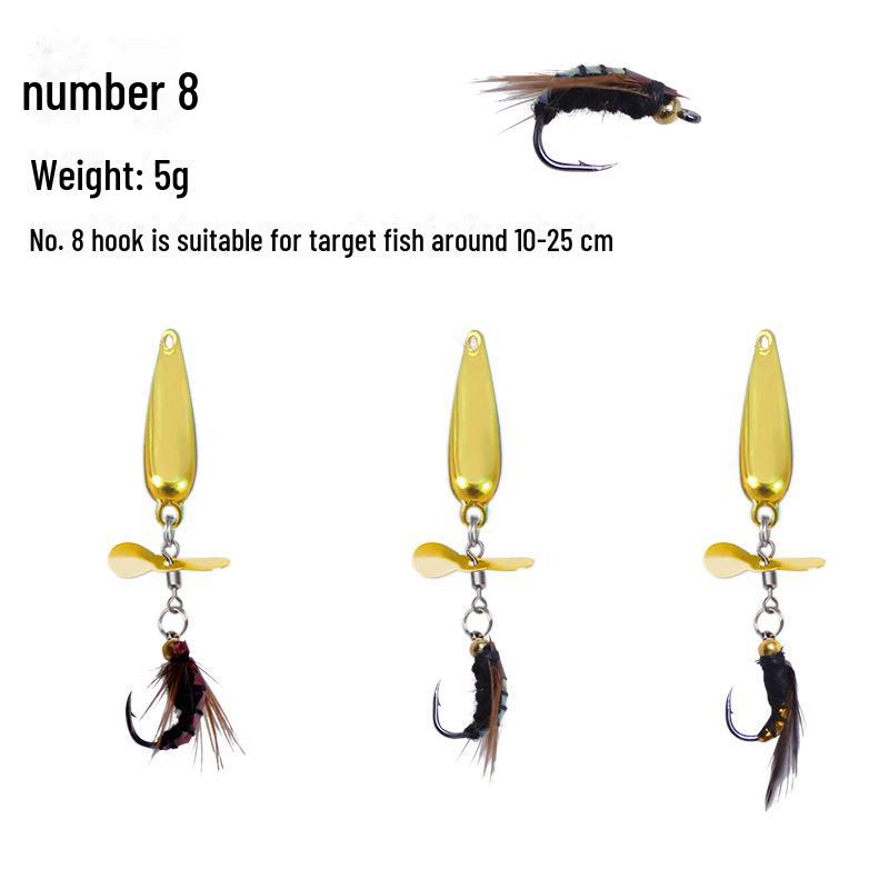 Kung Fu Fly Fishing Set: Rotating Propeller, Melon Seeds, Sequin Hook, Micro Fake Bait, Horse Mouth White Bait