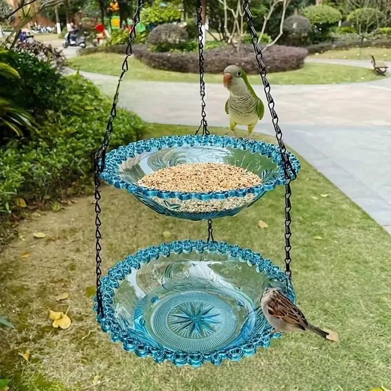 Bird Feeder And Bird Bath Hanging Decor With Automatic Feed System For Garden And Balcony