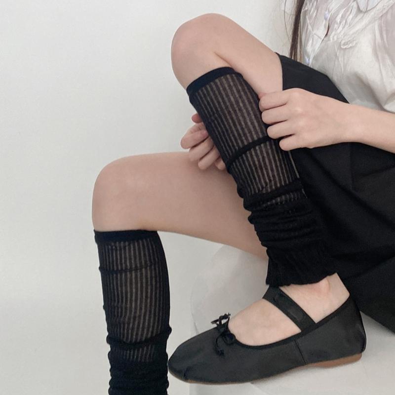 Womens Y2k Solid Color Leg Warmers See Through Lace Mesh Leg Warmer Gothic Cute Socks Calf Socks Thin Socks