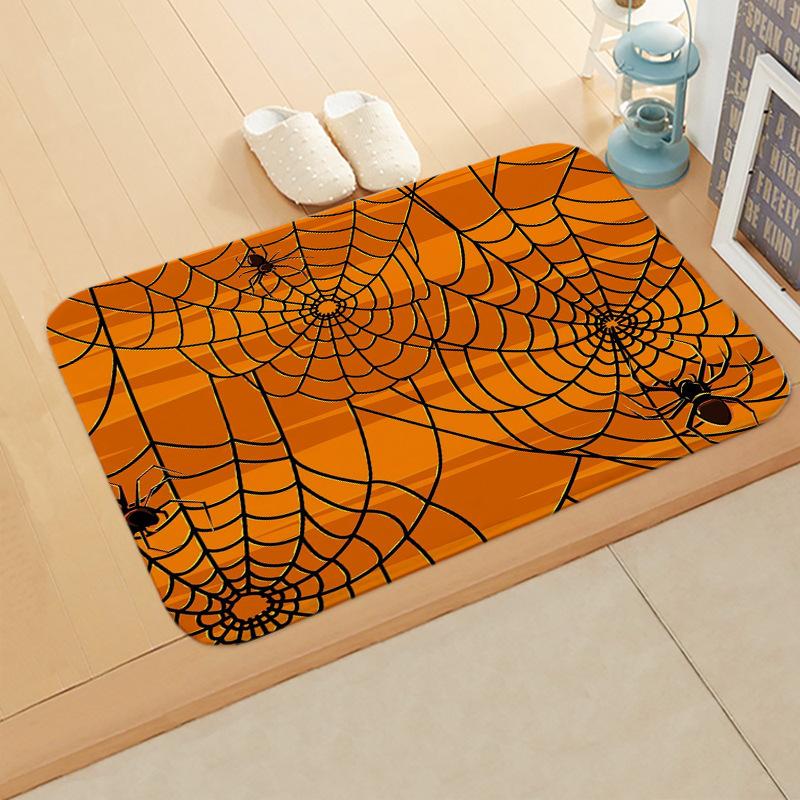 Tapete de Halloween Tapete de banho absorvente de sujeira Antiderrapante Teia de aranha Novo tapete macio de imitação de cashmere