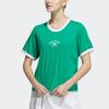 Adidas Verbiage Logo Embroidered Letter Print Ribbed Crewneck Short Sleeve T-Shirt Women Tops Lawn-Green IP3939