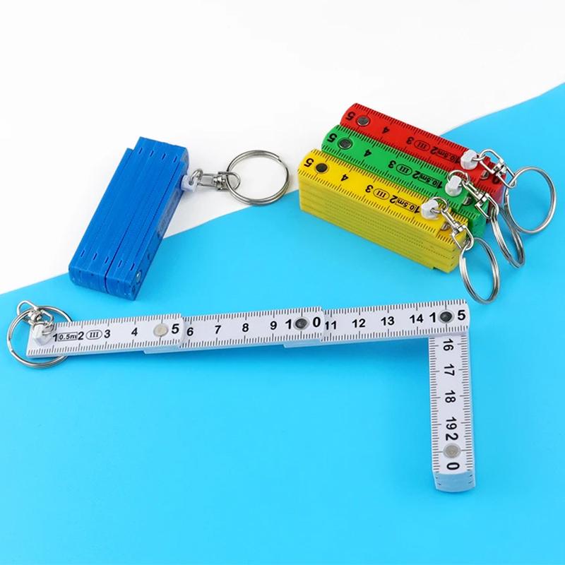 Folding Ruler Keychain Compact 0.5m Folding Ruler Keychain Portable Measuring Tool Portable Keychain Plastic For Drawing