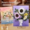 3D French Flower Arrangement DIY Kit: Monet’s Garden Oil Painting with Preserved Flowers & Plaster Ornaments - Ideal for Team Building Activities