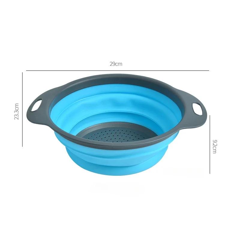 Coș de scurgere pliabil din silicon, coș de spălat fructe și legume, strecurătoare pliabilă, scurgere pliabilă, instrument de depozitare pentru bucătărie