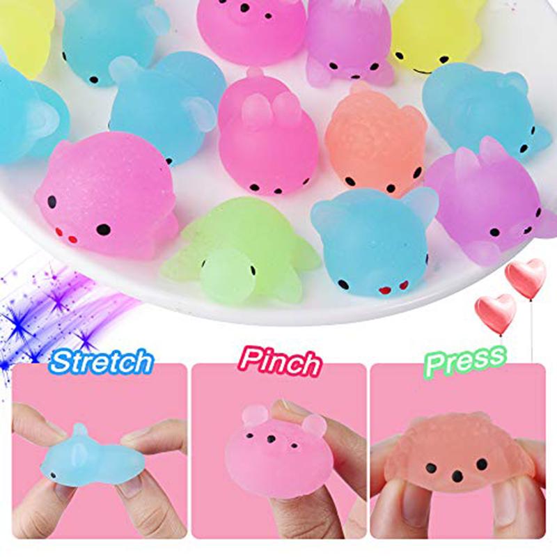 10/30/50PCS Mochi Squishy Toys Glow In The Dark Kawaii Animal Squishies Stress Relief Anxiety Toys Birthday Gifts for Kids