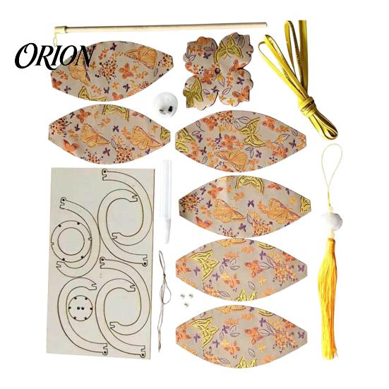 Retro Style Decorative Lantern Spring Festival DIY Material Kit, Light Up Handmade Persimmon Shaped Traditional Oriental Craft Kit with Tassel