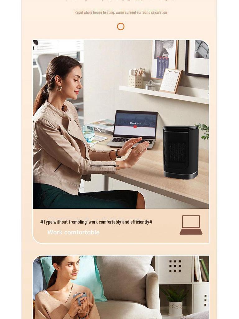 Digital Display Remote-Control Desktop Heater with Oscillation, Fast Heating, Intelligent PTC Hot Air Blower for Home and Office