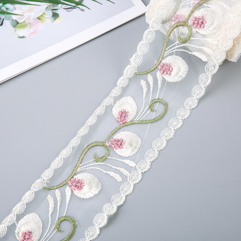 5 Yards Flower Embroidery Lace Ribbon For Bow Making Clothing Decor Sewing Fabric Craft Supplies Needlework Accessories