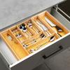Bamboo Insert for Cutlery, Drawer Utensils, Extendable, Adjustable XXL