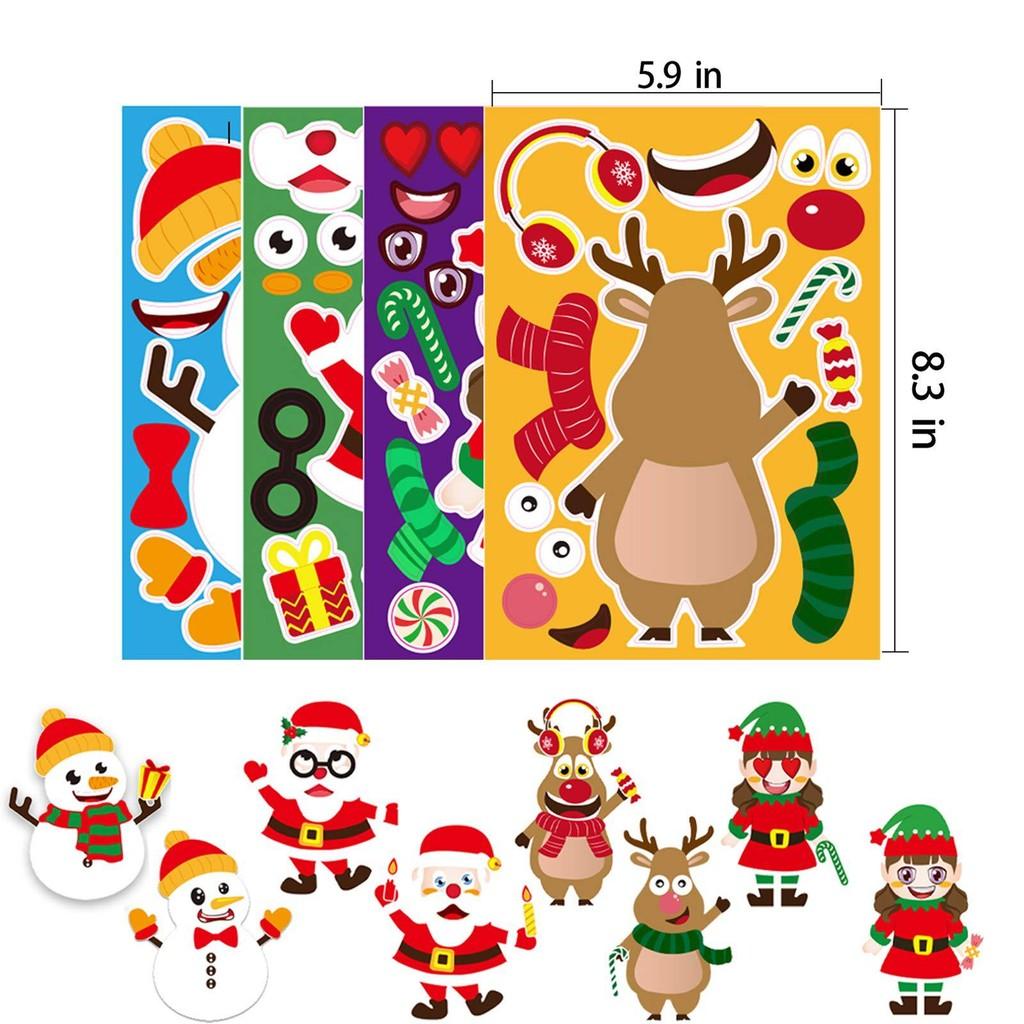 Kids Diy Interactive Puzzle Set With Cute Cartoon Christmas Santa Face Stickers
