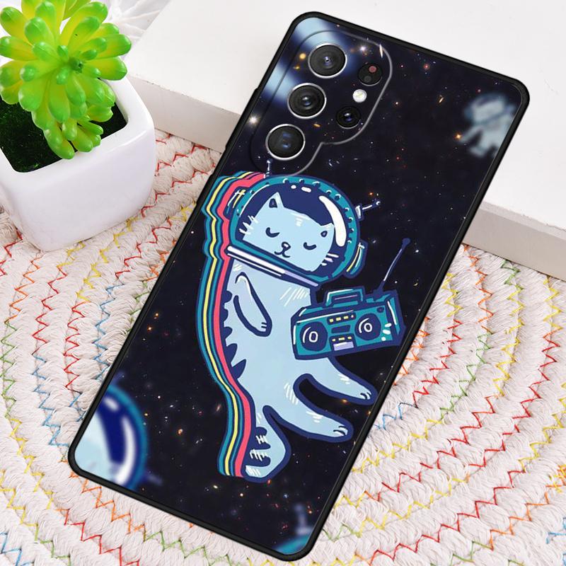Funny Space Cat Silicone Phone Case For Samsung Galaxy Note 10 Pro S26 S25 S24 S23 S22 S21 Plus S25Ultra Capa Cover