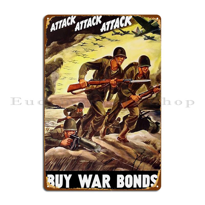 

DORA Tin Sign Buy War Bonds Ww Propaganda Metal Signs Cinema Custom Mural Wall Custom Tin Sign Poster 20x30cm（7.8x11.8inch）