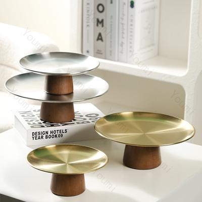High End Edelstahl Snackteller Leichter Luxus Französischer Stil Wohnzimmer Obst Hochfußtablett Kreatives Haushaltsgeschirr