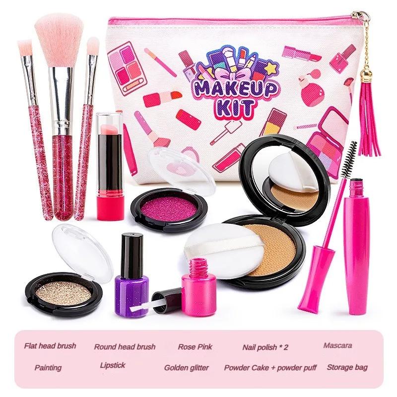 

Pretend Play Makeup Kit Girls Realistic Eye Shadow Set Non-Toxic Role Play Toy With Cosmetic Bag Gift Only Models Can Not Use