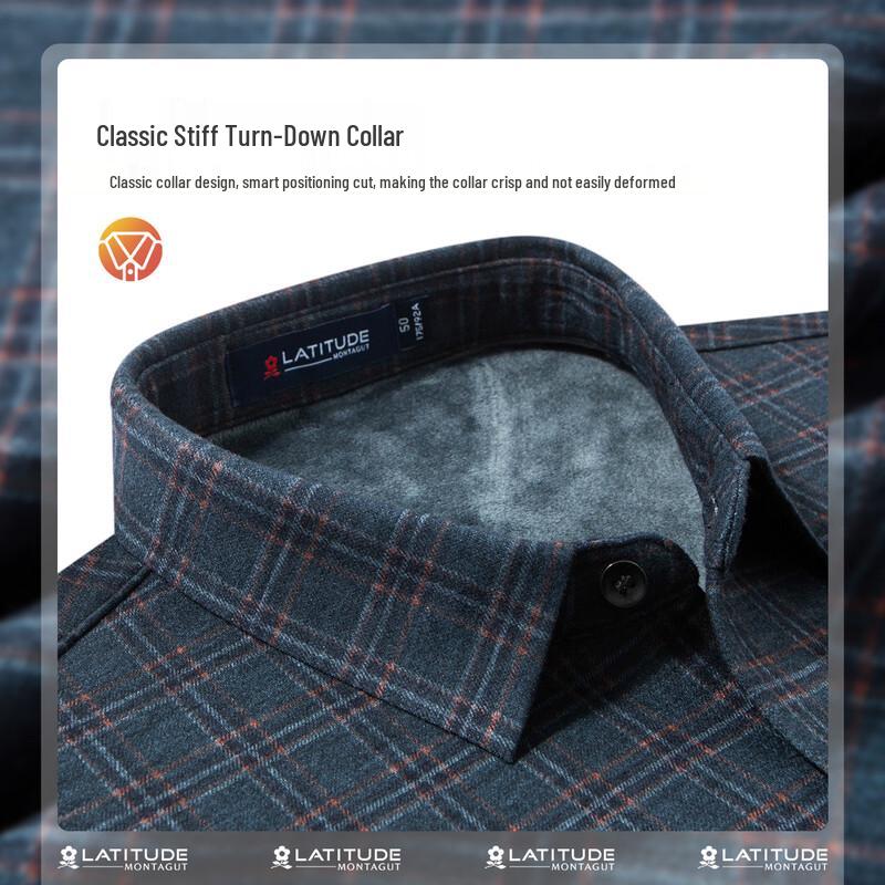 MONTAGUT Men's Plaid Thermal Shirt with Cashmere & Silk