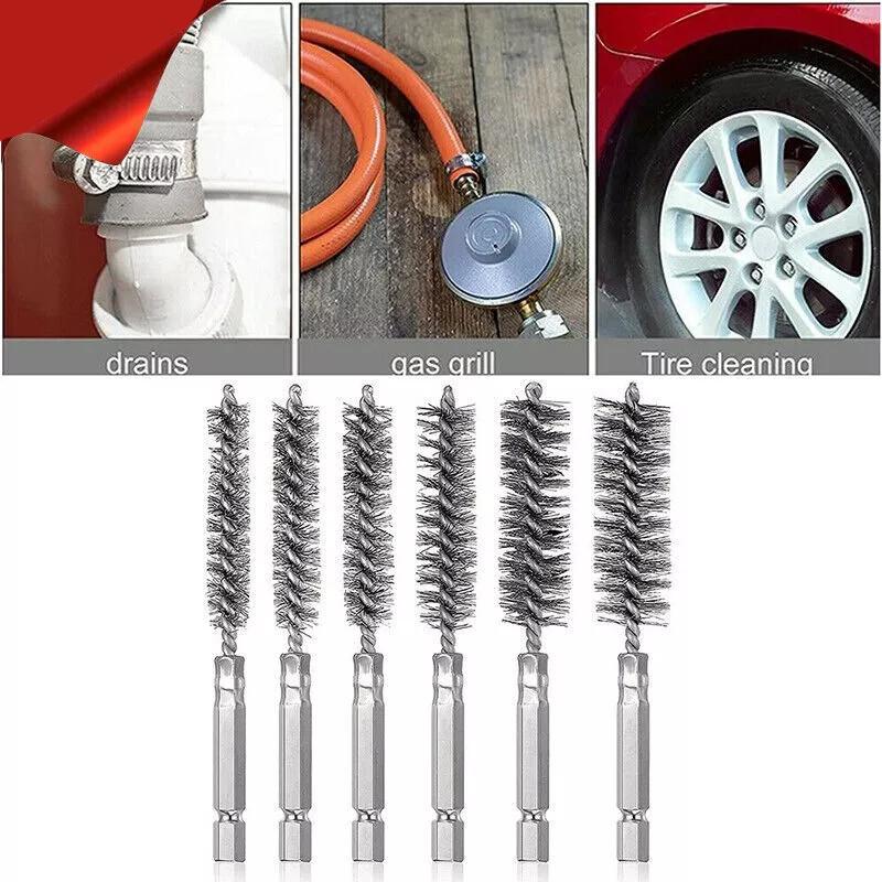 Steel Electric Stainless Drilling Brushes Wire Pipe Brush Hexagonal Rod Cleaning