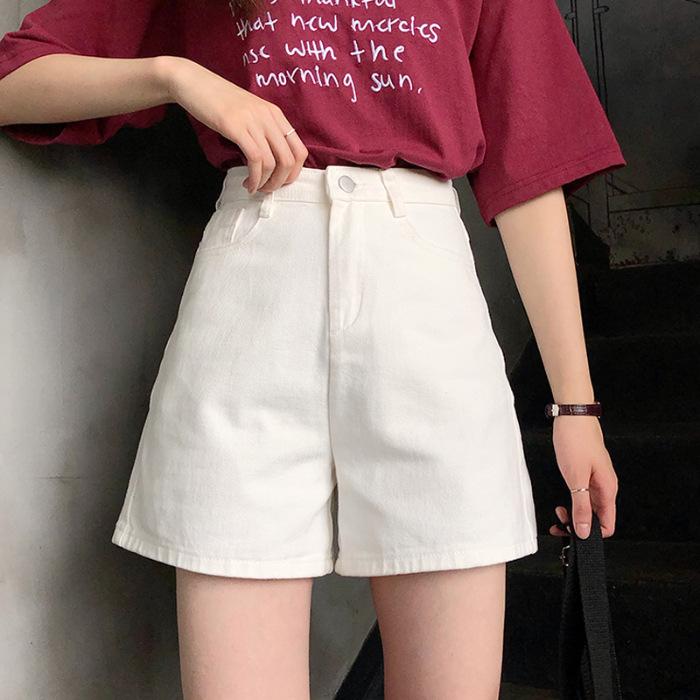 

Super High-Waisted Student Denim Shorts for Female s Summer New Slim Korean Wide-leg Curly A-line Pants Breathable Fabric Practical Daily Use S