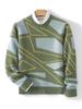Men's Color-Block Jacquard Wool Sweater - Round Neck, Casual, Autumn/Winter