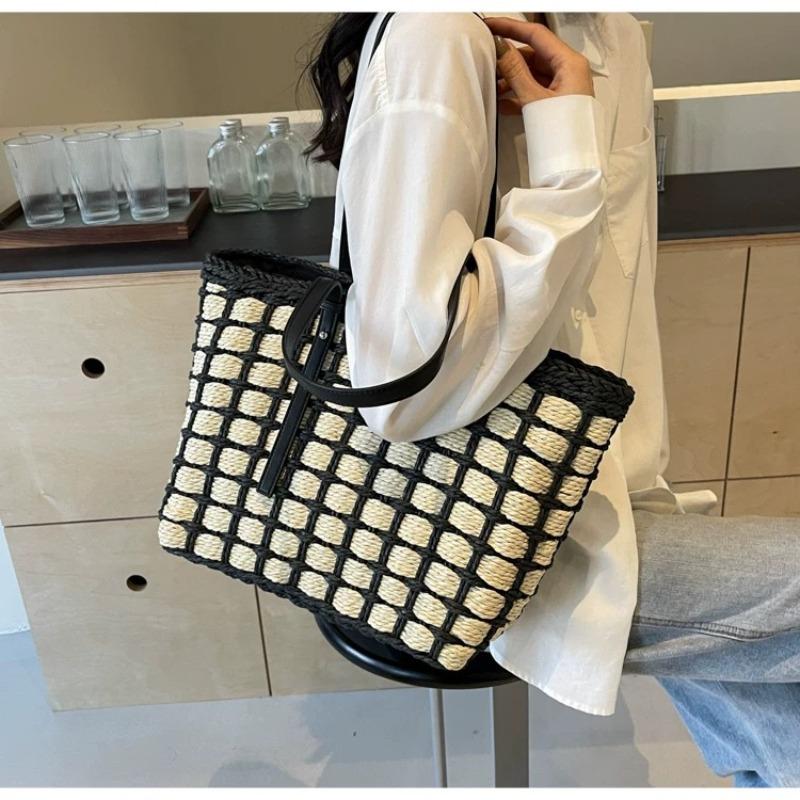 New straw bag bag large capacity tote bag women's handwoven bag versatile shoulder travel beach bag