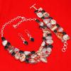 Red Botswana Agate  Black Spinal Jewelry Necklace Set 16-18''