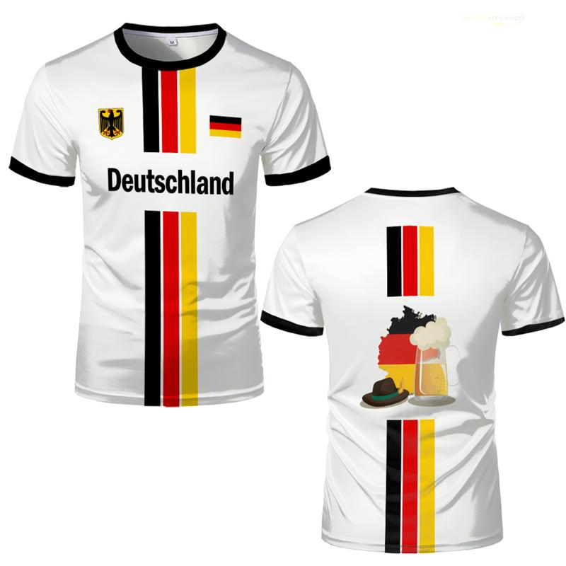 Germany Football Jersey T-shirt For Men Clothing German Flag Pattern Short-sleeved Tees Tops Summer Sports Casaul Men T Shirt