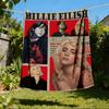 1pc Billie Eilish Outdoor Flannel Blanket, Cozy & Warm Soft Te Playful Design, Napping Camping,