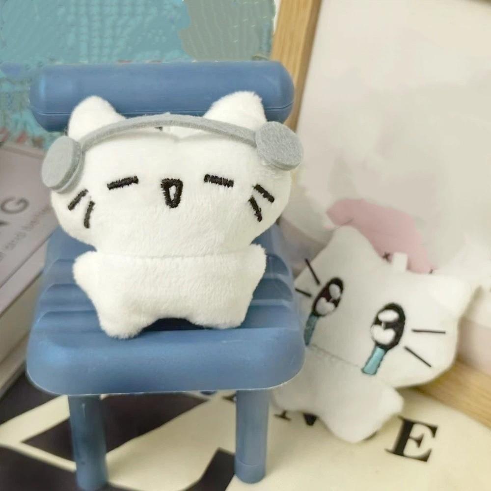 Bag Hanging Earphones Cat Pendant Funny Key Ring Bag Hanging Sad Cat Doll Keychain  Friendship