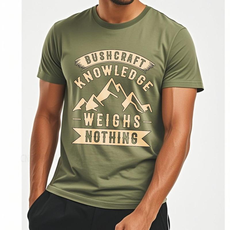 Oversized Summer For Men T Shirt Bushcraft Knowledge Weighs Nothing Short Sleeve Adult Oneck Teeshirt Cotton Teeshirt for Him