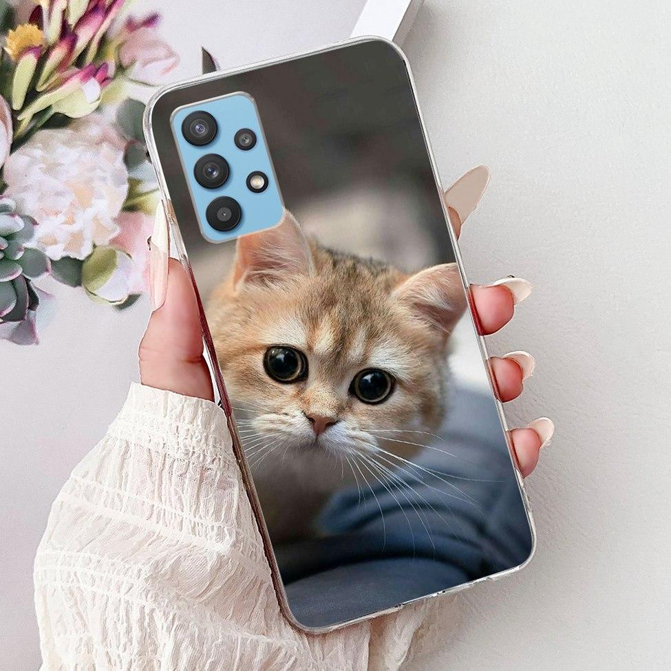 For Samsung A32 5G Case SM-A326B Clear Cute Cat Fashion Funny Painted Back Cover For Samsung Galaxy M32 5G Phone Case SM- M326B