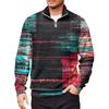 Men's Loose Casual 1/4 Zip Sweatshirt Fashion Printed Long Sleeve Top With Pockets