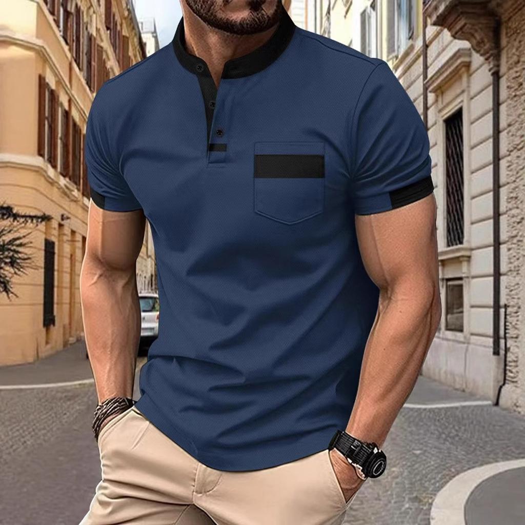 Herr Casual, Basic, Populär, Krage, Knapp, upp Skjorta, Skjorta, T-shirt, Topp