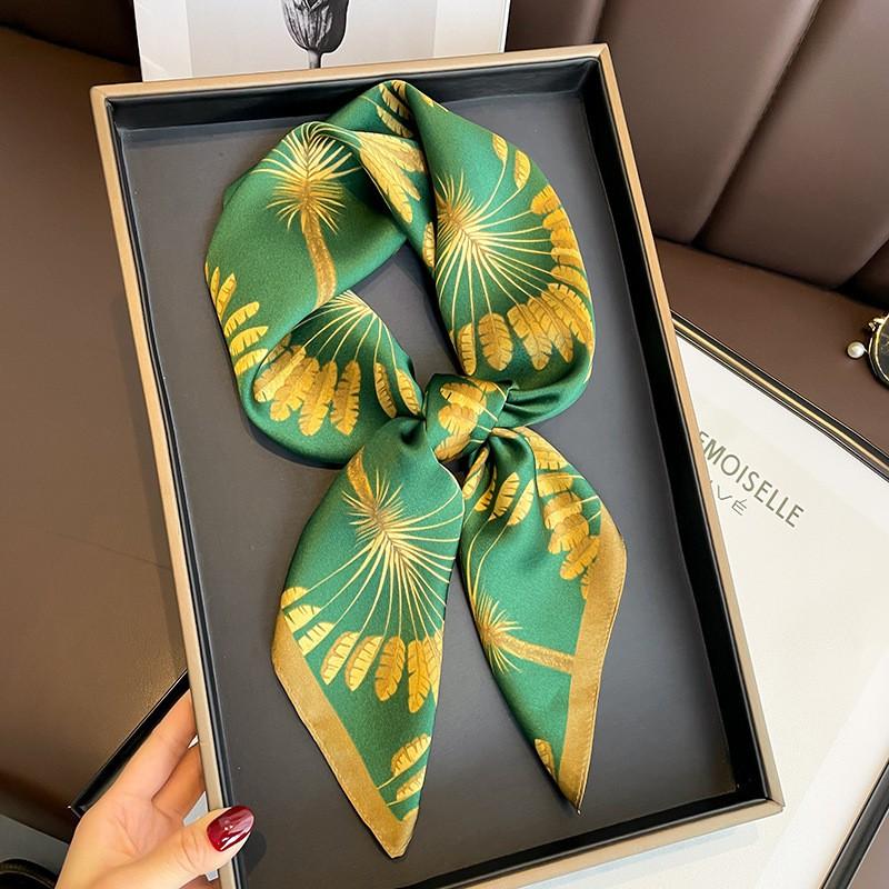 100% Pure Silk Square Scarf Women Black White Camellia Print 68x68cm Lightweight Elegant Wrap Office Casual Wear