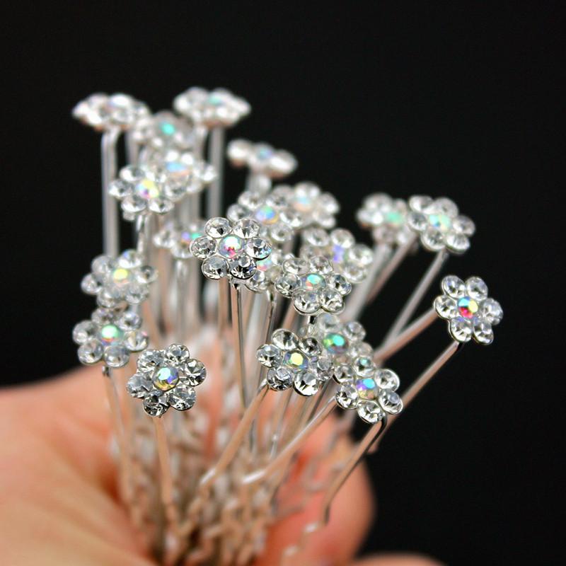 20 Stück Kristallblume Braut Kopfschmuck Strass Haarnadeln Haarspangen U-Form Haarspangen Braut Hochzeit Frauen Haarschmuck