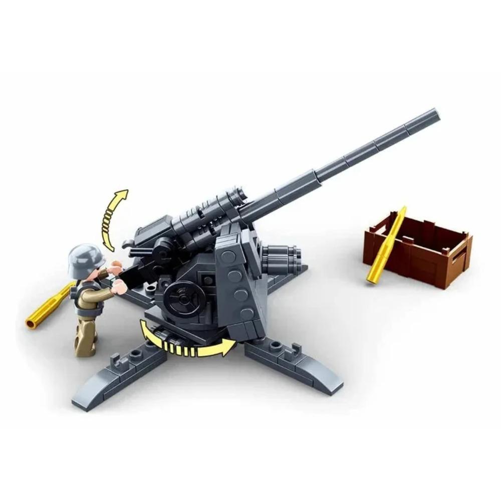 115PCS WW2 Military Weapon Building Blocks 88MM Flak Anti-Tank Model Bricks Set With Figures Educational DIY Toys For Kids Boys